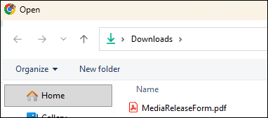 Selecting the document for upload